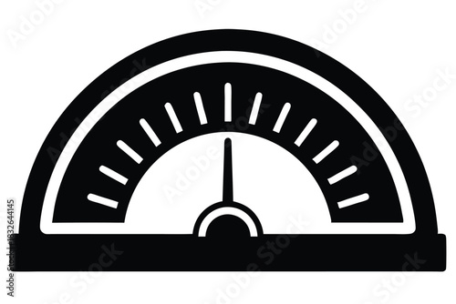 Black outline shows an analog gauge with a pointer indicating medium level