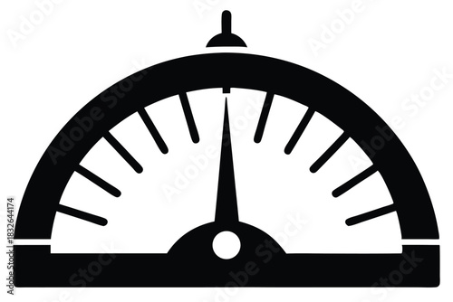A simple black speedometer icon demonstrates measurement and control clearly against white background