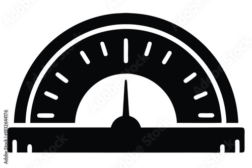 The needle points to the center on a vintage style circular gauge icon