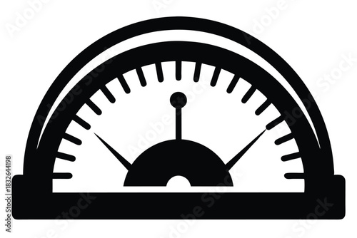Black silhouette of a mechanical analog meter displays dual needles and rounded indicators