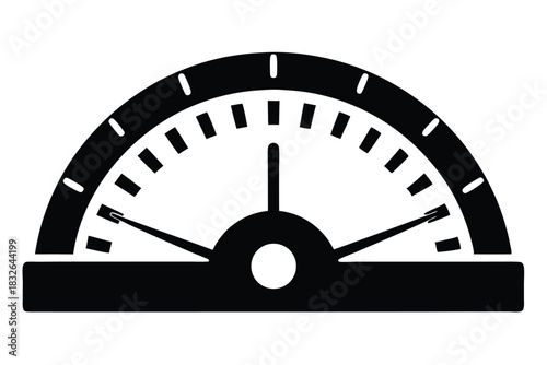 Black analog gauge displays two needles indicating separate readings, shown on a white background