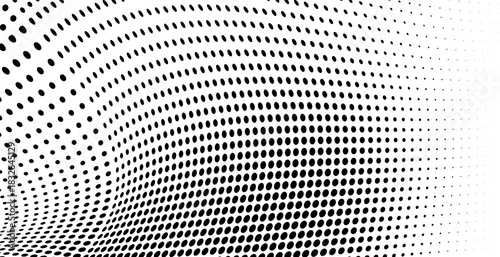 Abstract flowing halftone dotted pattern with curved motion