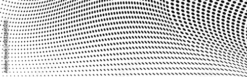 Flowing distorted halftone dot field abstract graphic template