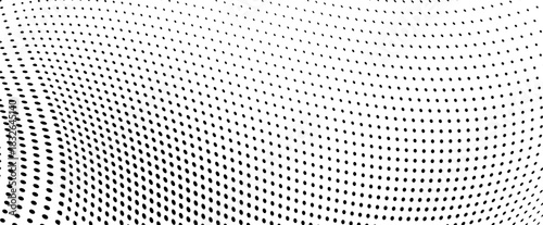 Curved abstract halftone dots forming dynamic gradient field
