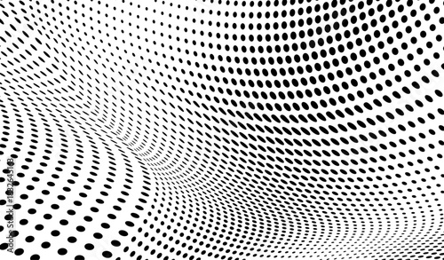 Distorted halftone dot wave abstract minimal graphic background