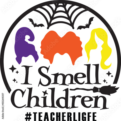 Funny hocus pocus quote design with three witch silhouettes