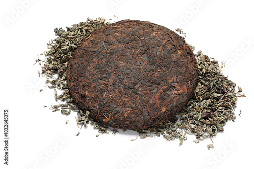 Aged pu-erh tea cake with l...
