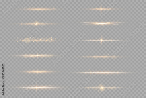 A bright gold streak glimmers with fine sparkles, creating an elegant luminous strip. Its refined glow enhances festive and high-end themes. VECTOR