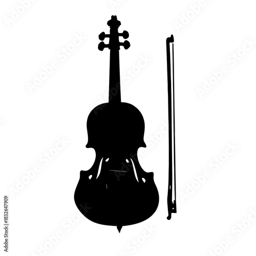 violin with bow isolated on a white background