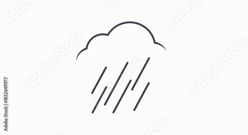 Minimalist Illustration of Cloud with Raindrops Signifying Weather Conditions
