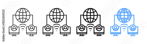 Online Connection Icon DifferentB5 Style Outline Collection Set 