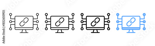 Digital Link Icon Different Style Outline Collection Set 