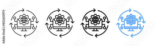 Network System Icon Different Style Outline Collection Set 