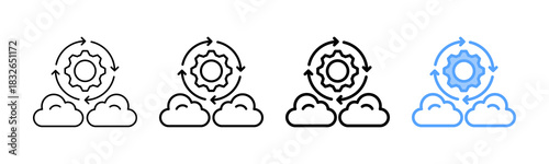Cloud Process Icon Different Style Outline Collection Set 