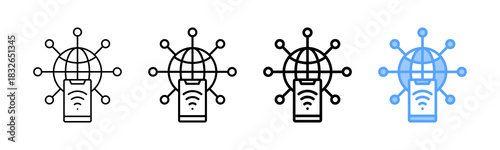Mobile Network Icon Different Style Outline Collection Set 