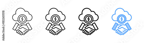 Cloud Business Icon Different Style Outline Collection Set 