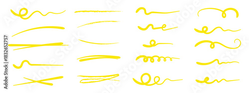 hand drawn underline and squiggle line. Colorful marker and brush stroke set, hand drawn underline and squiggle lines, artistic doodle elements for creative graphic design, Crayon Line Stroke Vector. 