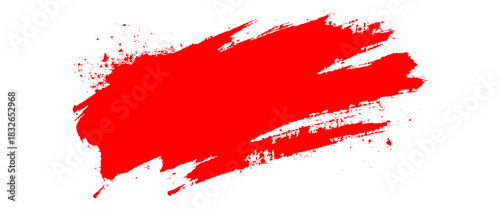 Vector Red Grunge Brush Stroke Paint Texture on White
