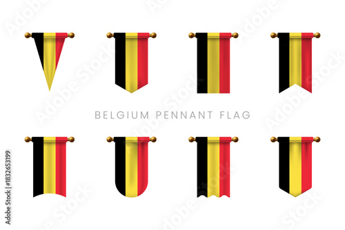 Belgian Tricolor Hanging Flag Banner in Vertical Fabric Style