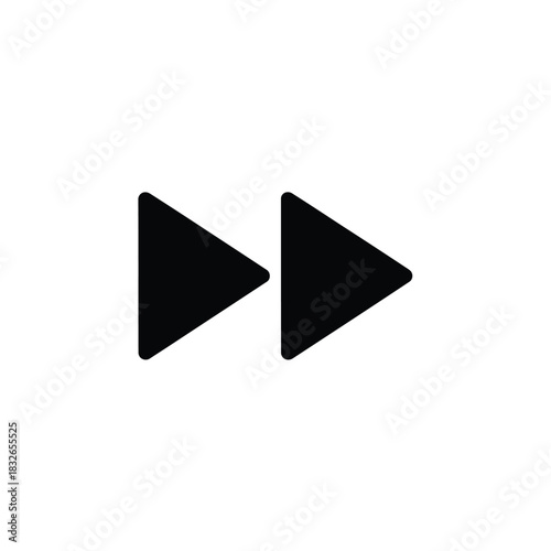 Essential black fast forward arrow icon for digital media playback. This universally recognized symbol enables quick content navigation and skipping ahead in audio or video content