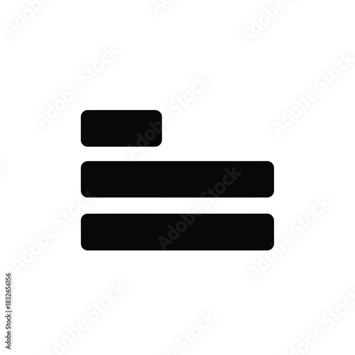 Minimalist black hamburger menu icon representing a user interface element for navigation, options, or a structured list on digital platforms and applications
