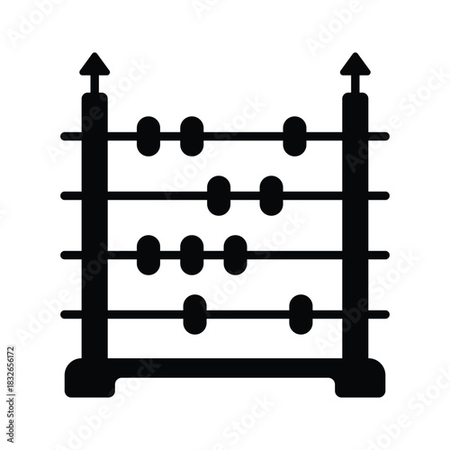 Traditional abacus glyph icon, early math and counting education