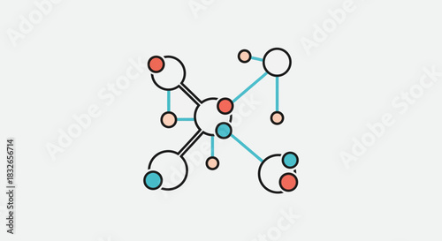 simplified molecular structure diagram illustrating interconnected atoms and bonds in a chemical