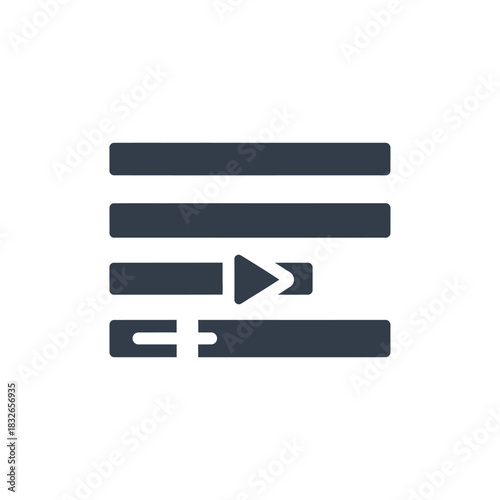 Playback Control Icon Representing Media Playback Operations, Streaming and Content Management Options