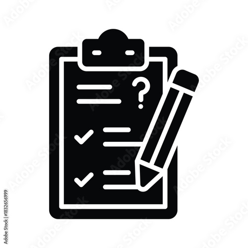 A clipboard checklist icon symbolizing tests, assessments, and academic evaluation