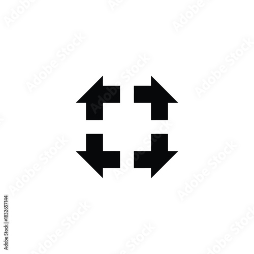 Set of four arrows pointing inwards from the four corners of a square, representing expansion or contraction