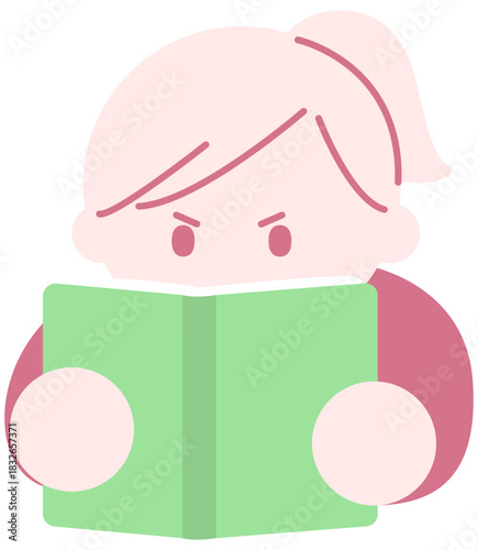 Person Reading a Book, Adult or Child Reading Illustration, Cozy Reading Scene, Study or Leisure Time, Reading Hobby Cartoon