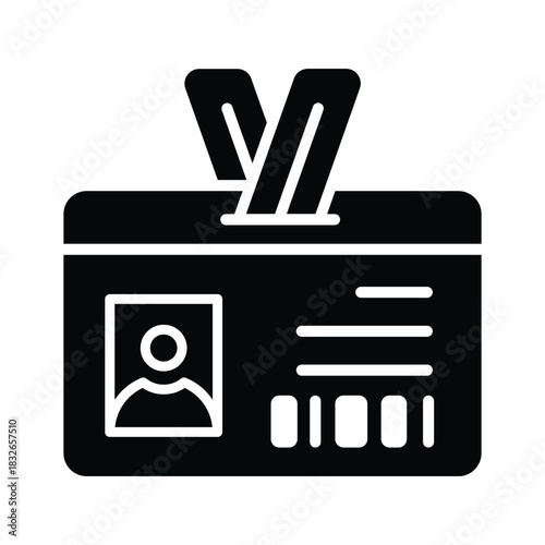 Student identity and school authorization, glyph icon of student id card