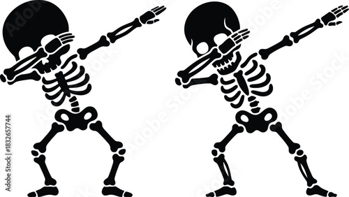 Skeleton Dabbing silhouette Minimalist Graphic vector Illustration