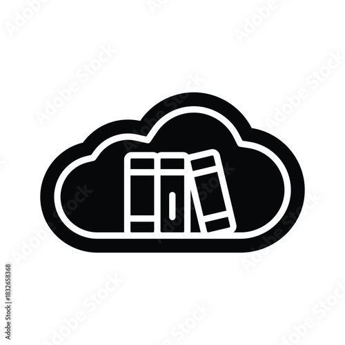 Take your hands on this creatively designed glyph icon of cloud library
