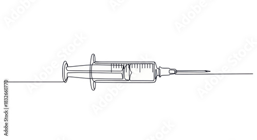 Minimalist Line Drawing of a Syringe Suggesting Medical or Healthcare Themes