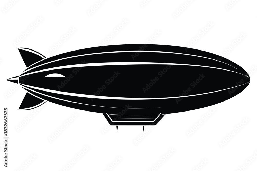 Obraz premium dirigible black and white silhouette on white background