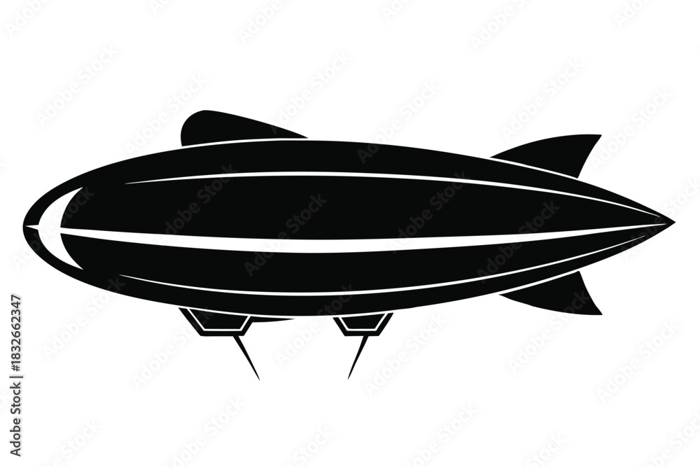 Obraz premium dirigible black and white silhouette on white background