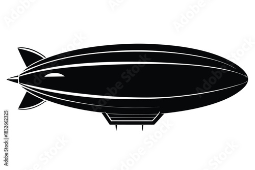dirigible black and white silhouette on white background