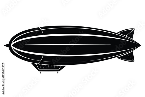 dirigible black and white silhouette on white background