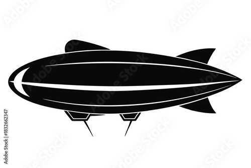 dirigible black and white silhouette on white background
