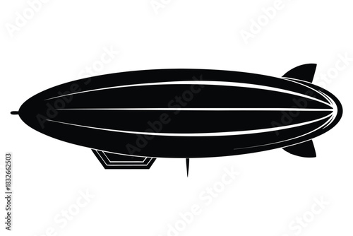 dirigible black and white silhouette on white background