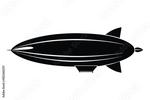 dirigible black and white silhouette on white background