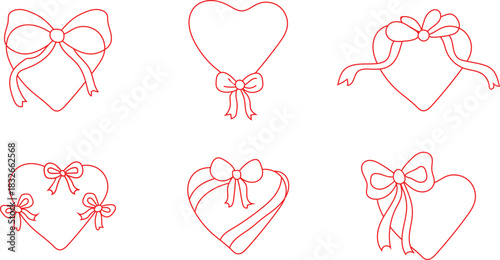 Heart shapes with bows collection for valentine s day