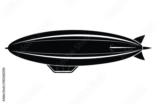 dirigible black and white silhouette on white background
