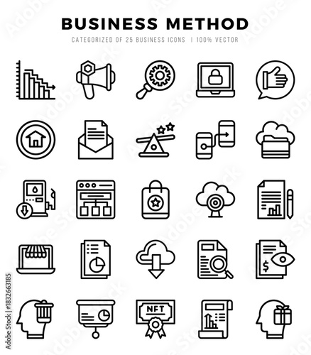 Set of Business Method icons in Lineal style. Lineal Icons symbol collection.