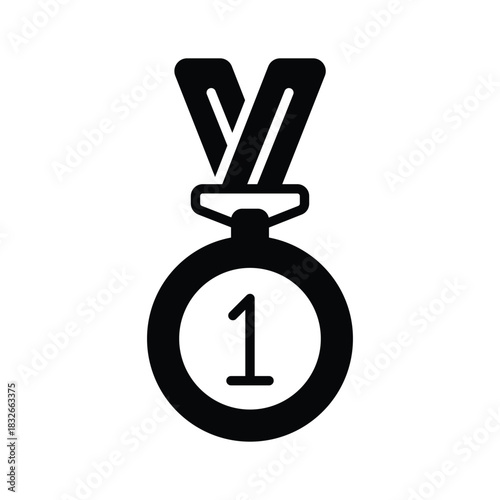 1st prize, gold medal glyph style icon, trendy vector