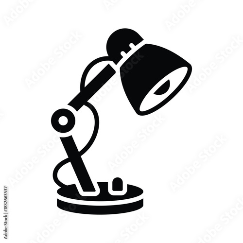 Adjustable desk lamp glyph icon in modern style, premium vector