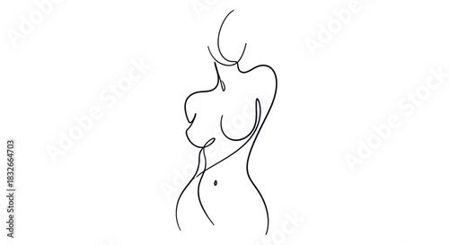 Elegant Minimalist Line Drawing of a Female Nude Figure with Artistic Flair