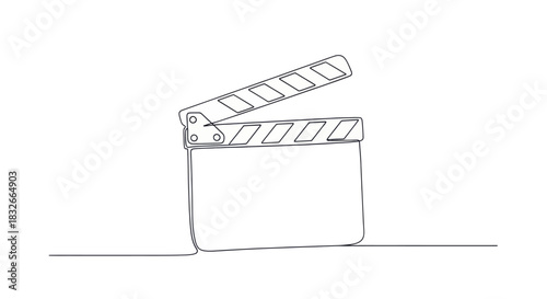 Minimalist Line Drawing of a Clapperboard Used in Film and Video Production