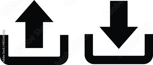 Black upload and download icons on white background upload icon arrow up